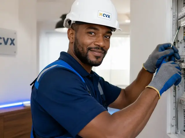 CVX Serviços — Como Funciona 5 Eletricista a trabalhar num quadro elétrico