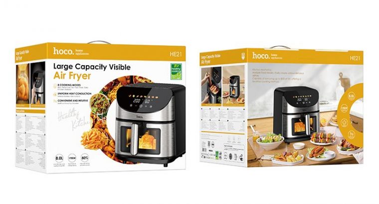 Air Fryer HOCO com tela sensível ao toque e janela