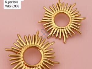 Brinco sol dourado aço inoxidável