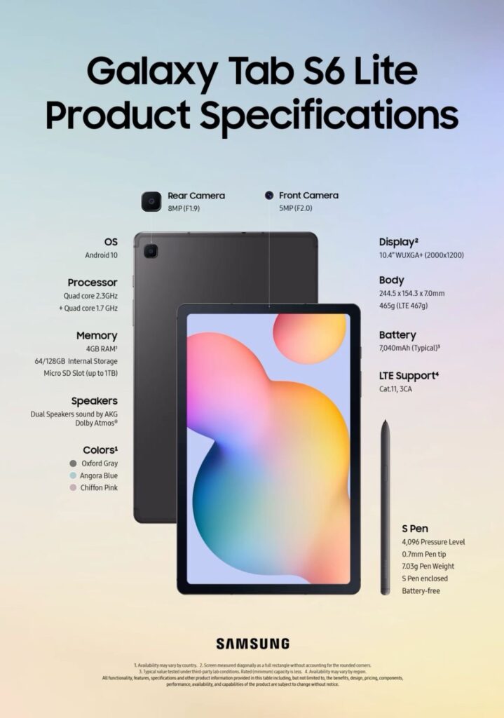 Samsung Galaxy Tab S6 Lite 64GB Wi-Fi — Muito bom